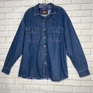 VTG Levi Strauss blue denim barn chore jacket plaid fleece lined Levi's men XL